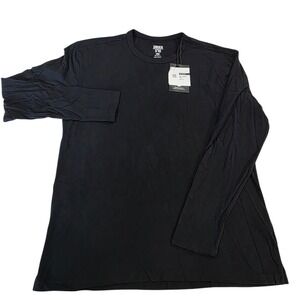 NWT UNDER 5'10 Mens Long Sleeve Crew Neck T-Shirt Cotton Black Small Preppy